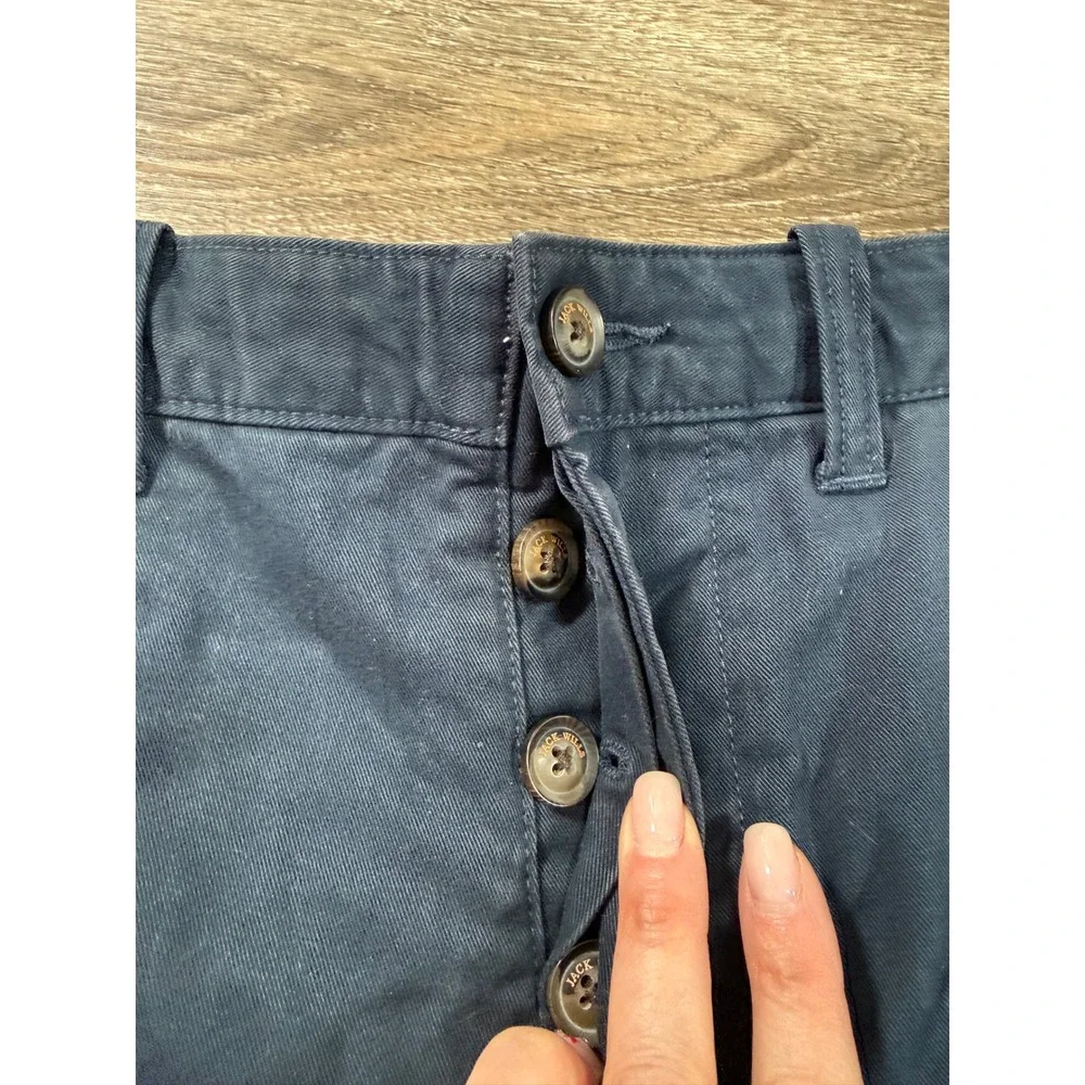 Jack Wills Shorts Mens Size 32 Navy Blue Chino‎ Cotton Twill Button Fly Preppy